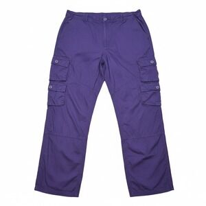 PJ Mark Mens Purple Cargo Pants Multi-Pocket Cotton‎ Tactical Trousers 42 x 32